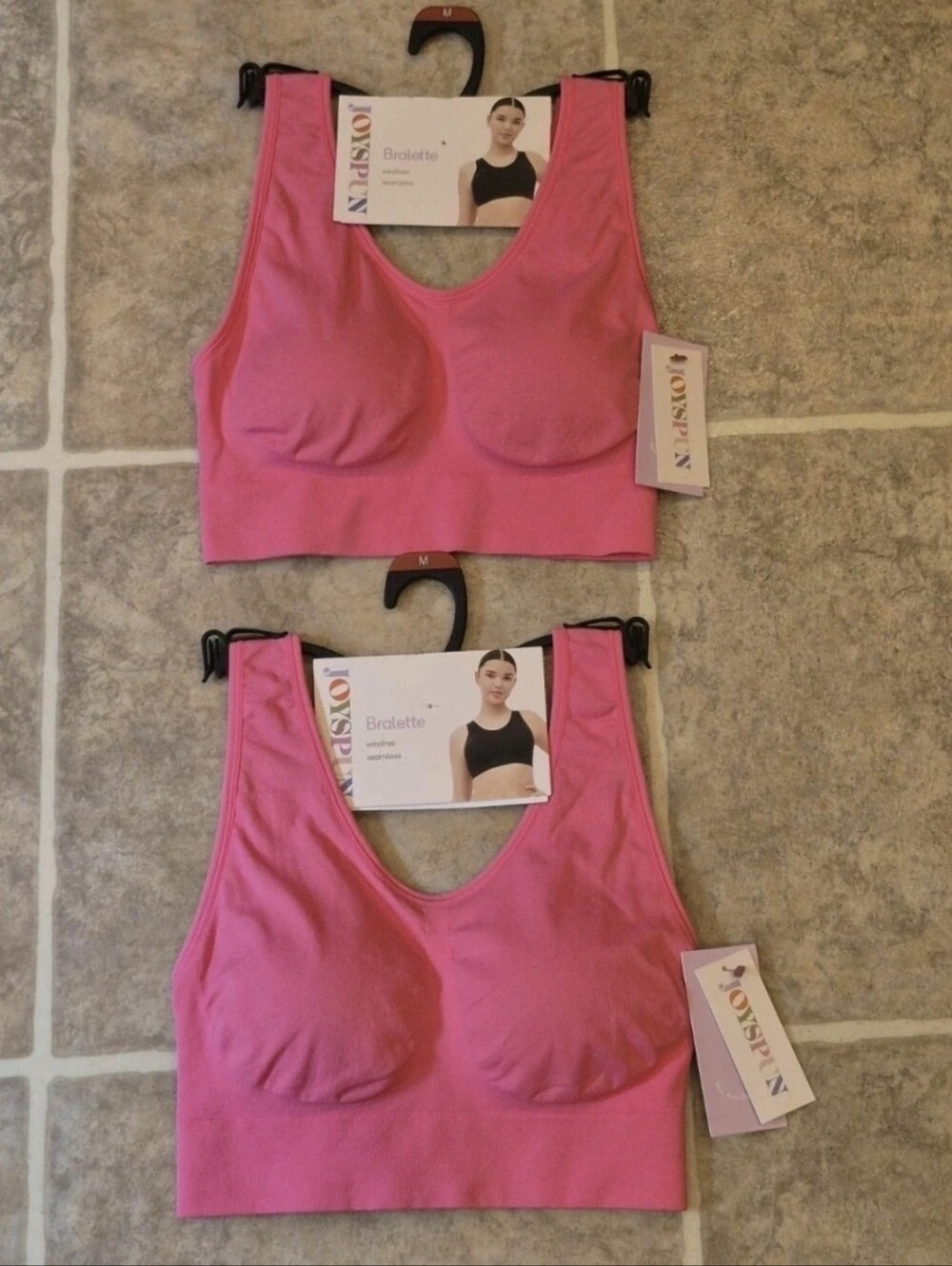 NWT Lot Of 2 Joyspun Women’s Pink Seamless Bralette Size Medium
